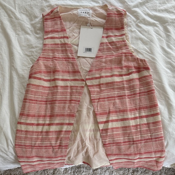 Sabo Skirt Nihira Top Striped Pink and Cream Blouse - Picture 1 of 4